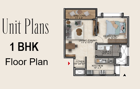 Birla Evam 1 BHK Floor Plan